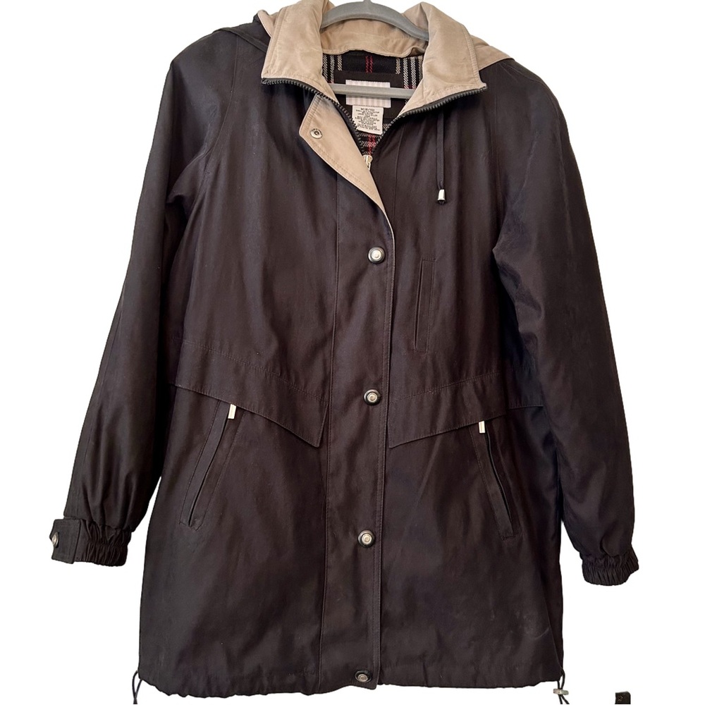 White Stag Women’s Coat Medium Black Fully Lined Plaid EUC